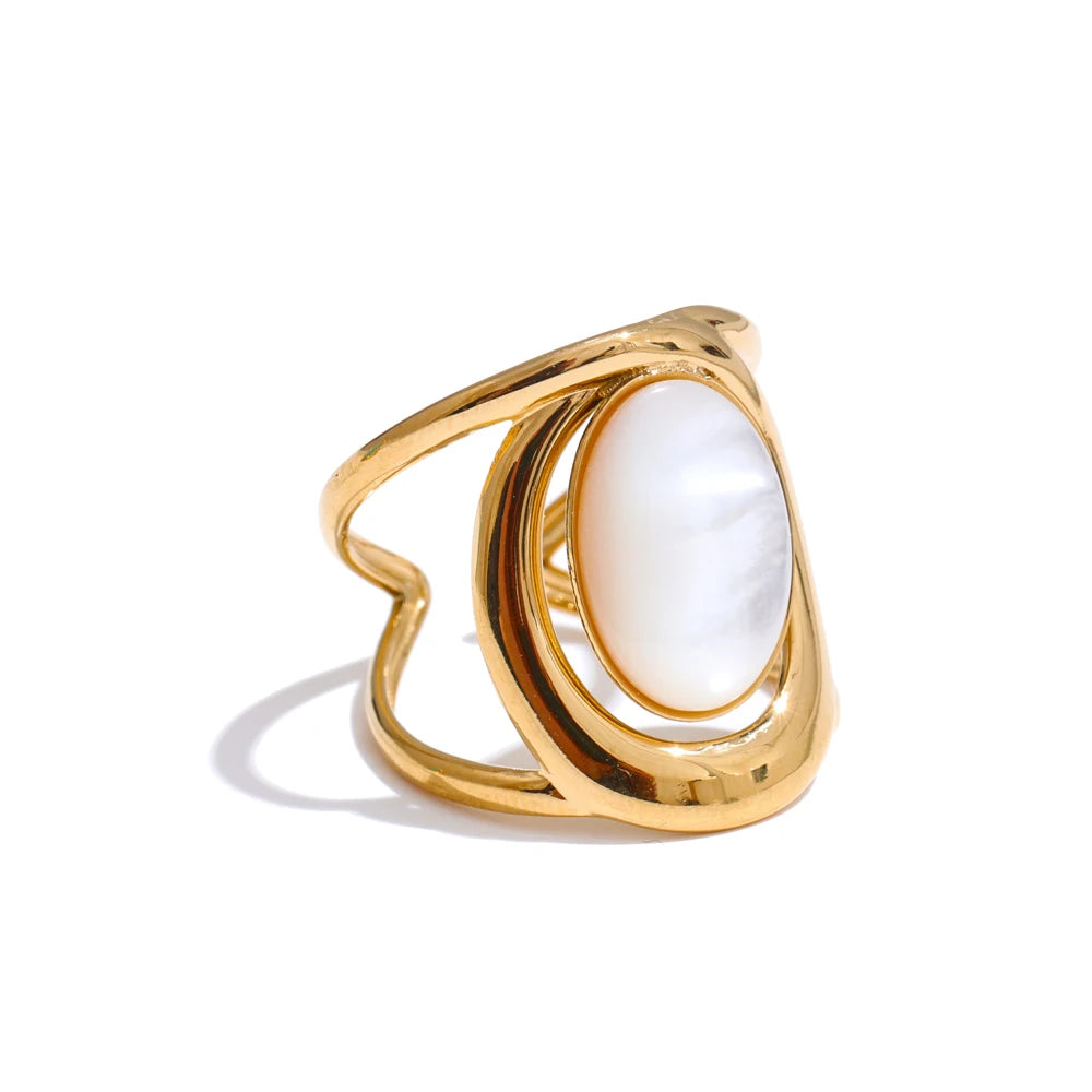 Horizon - Amazonite / Mother of Pearl Gold Ring