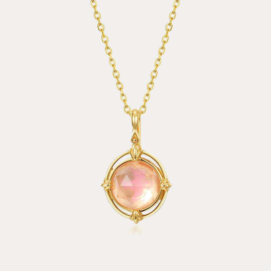 Pink Round Crystal Necklace
