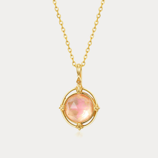 Pink Round Crystal Necklace