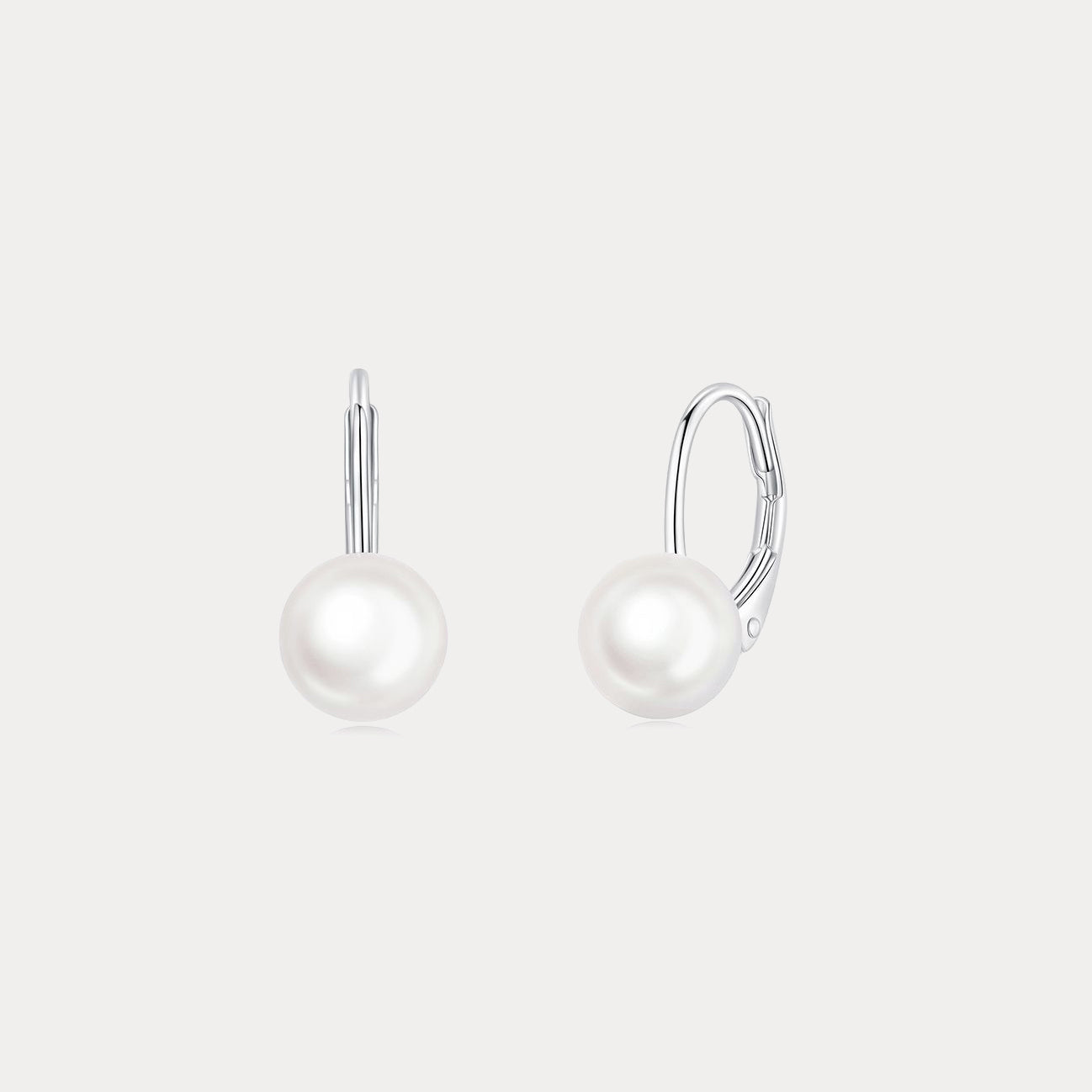 Silver Pearl Hoop Earrings