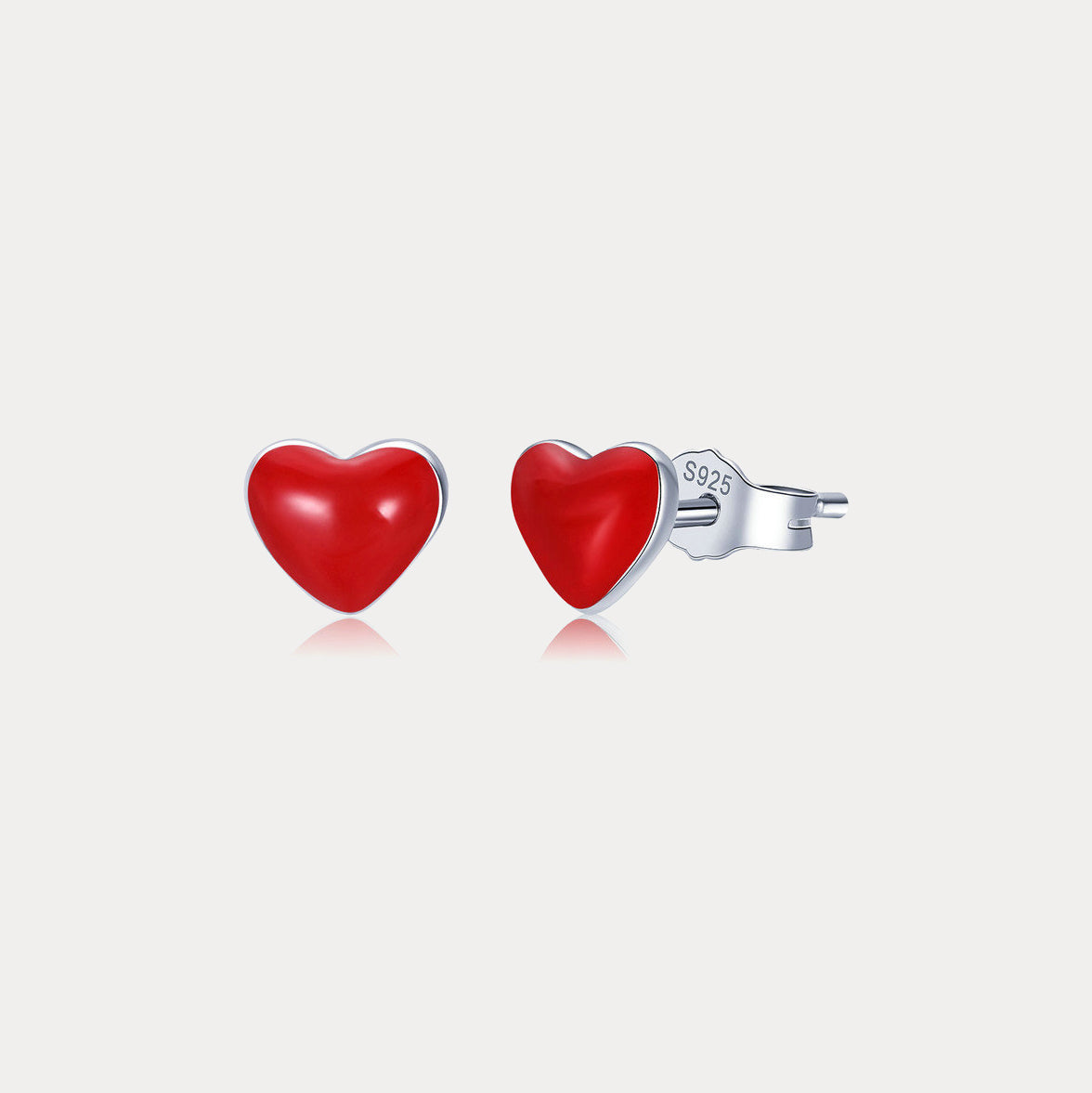 Red Heart Stud Earrings