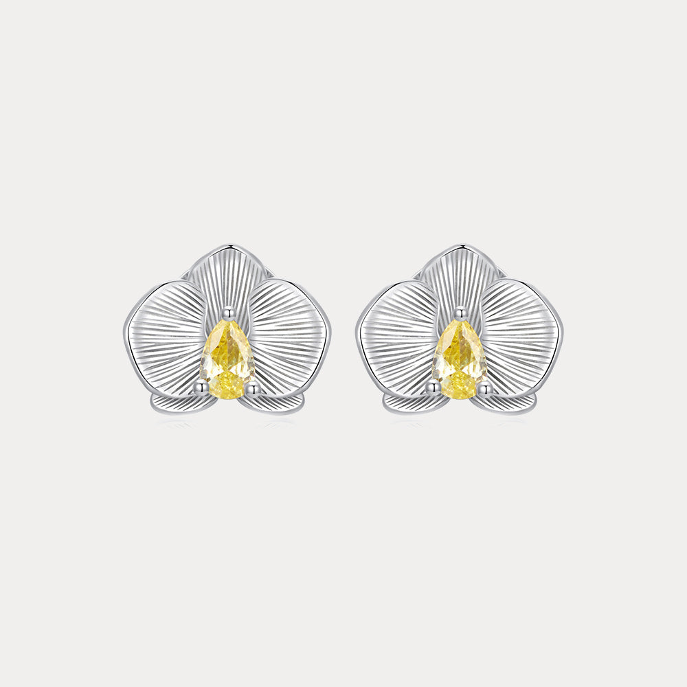 Silver Orchid Earrings