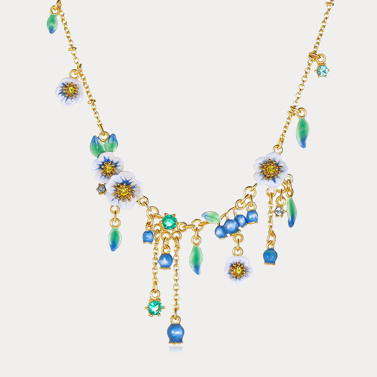Blueberry Flower Charm Necklace