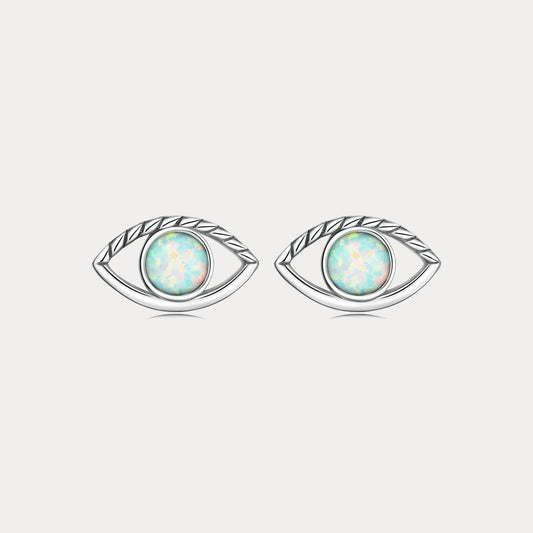 Evil Eye Opal Stud Earrings
