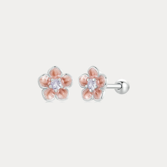 Silver Sakura Stud Earrings
