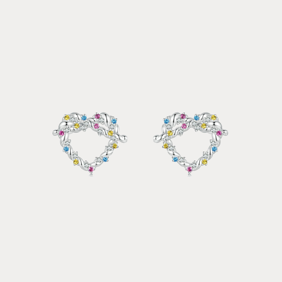 Colorful Twisted Heart Stud Earrings