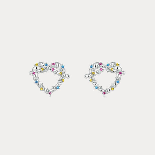 Colorful Twisted Heart Stud Earrings