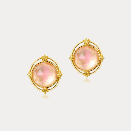 Pink Round Crystal Earrings