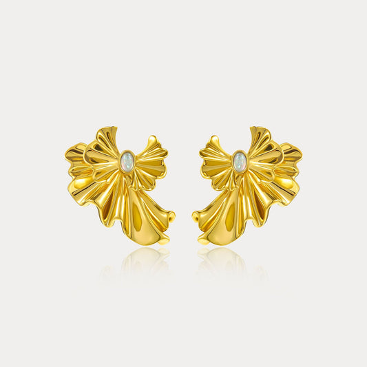 Ginkgo leaf Opal Earrings
