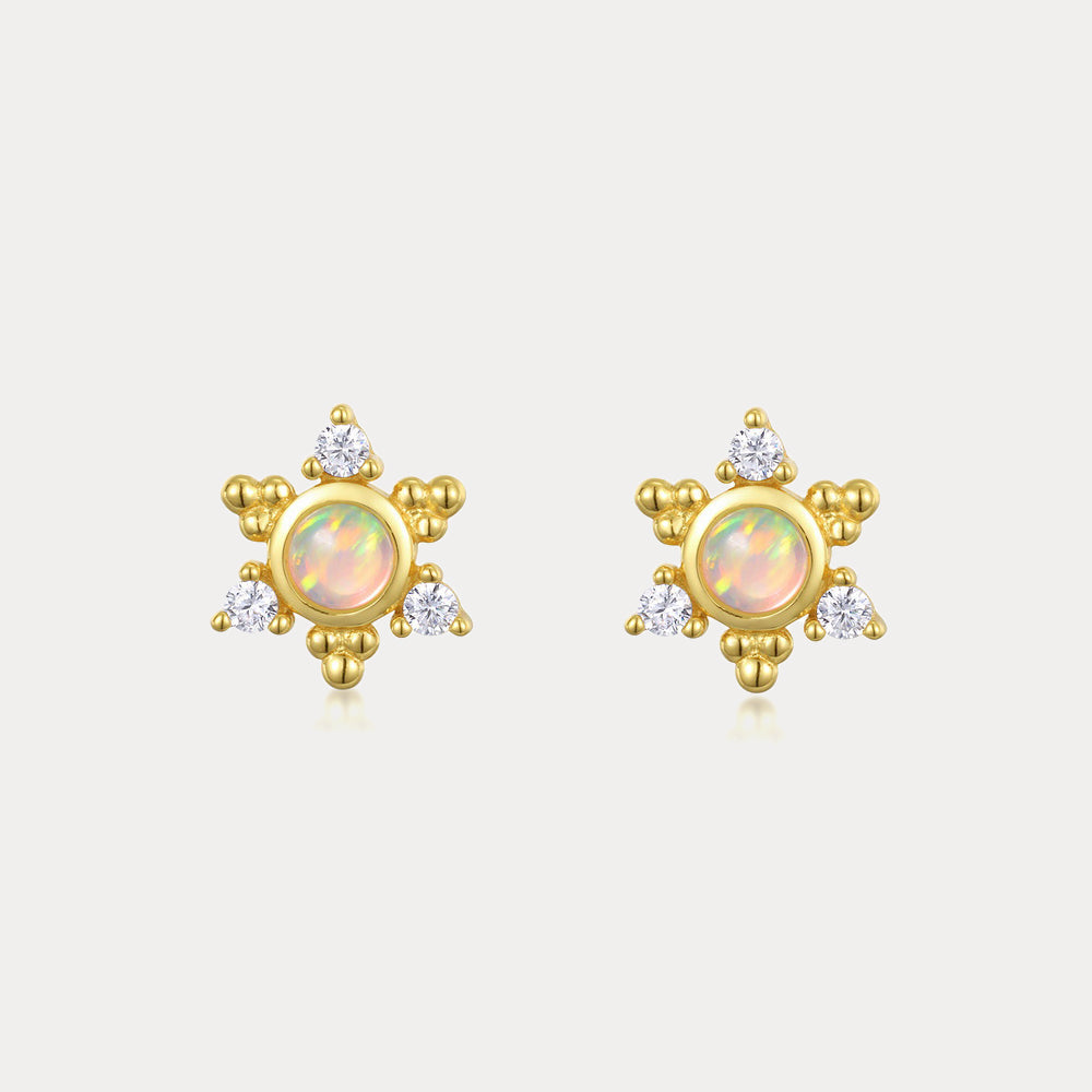 Opal Star Stud Earrings