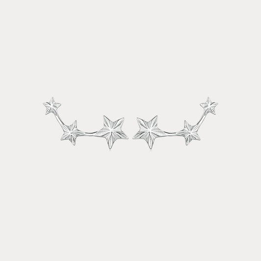 Silver Three Stars Stud Earrings