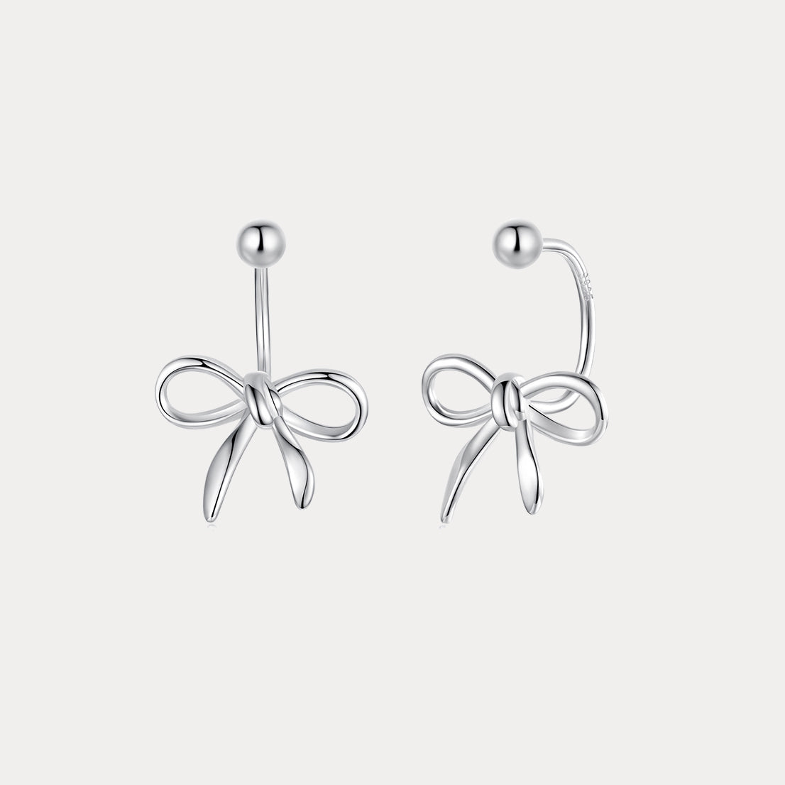 Silver Bow Hook Earrings