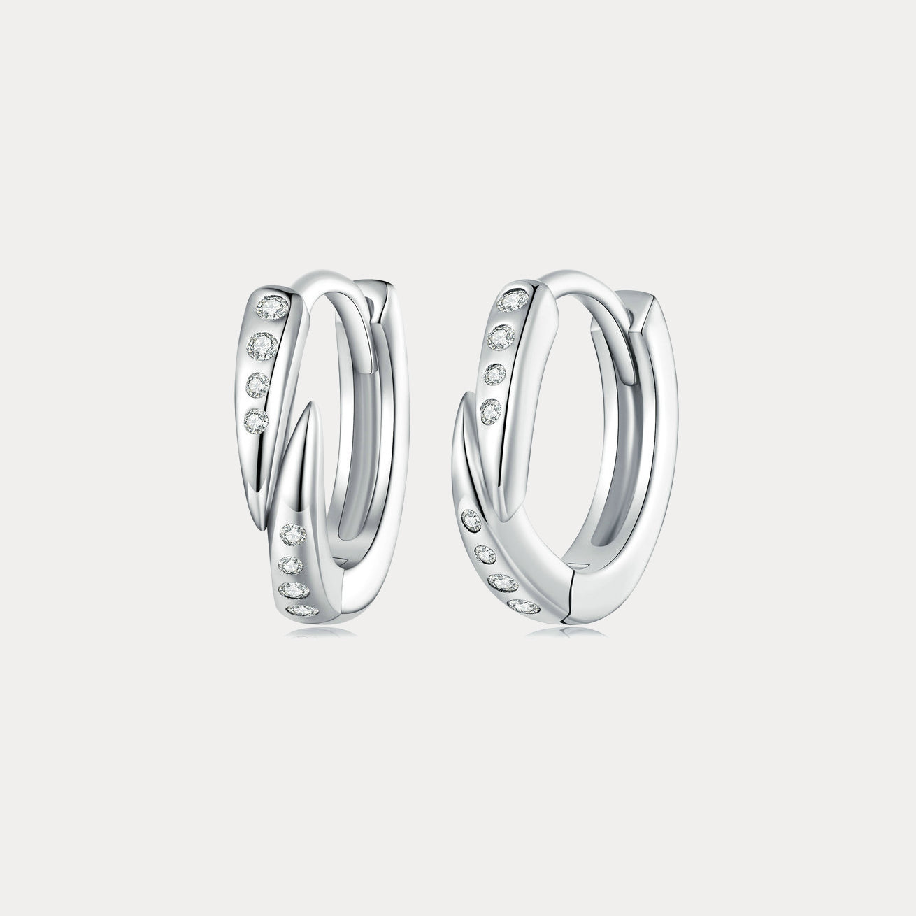 Silver Punk Spike Hoop Earrings