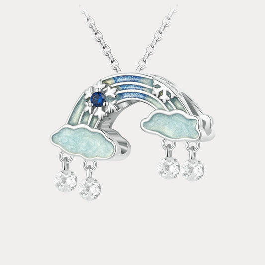 Silver Snowflake Rainbow Necklace