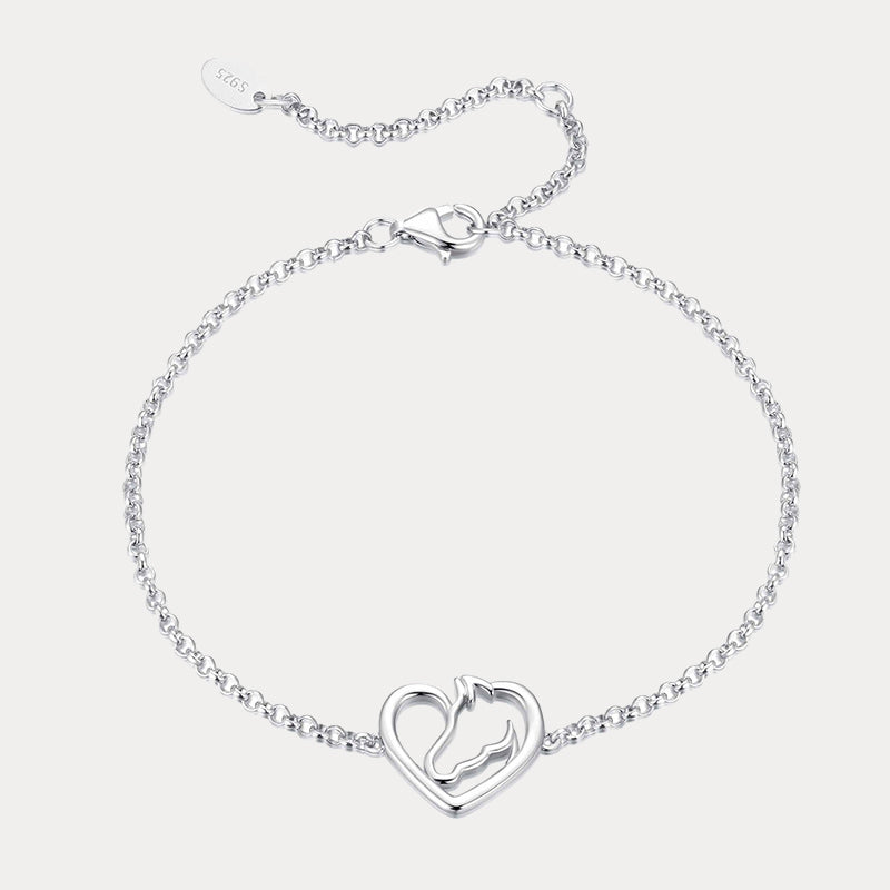 Silver Horse Heart Bracelet