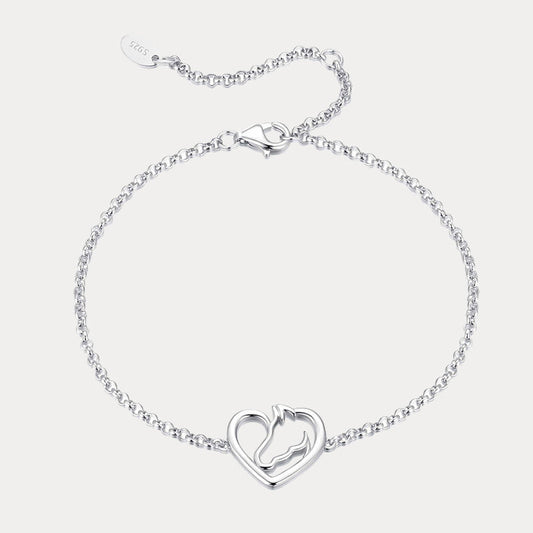 Silver Horse Heart Bracelet