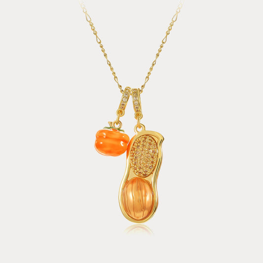Lucky Peanuts & Persimmon Necklace