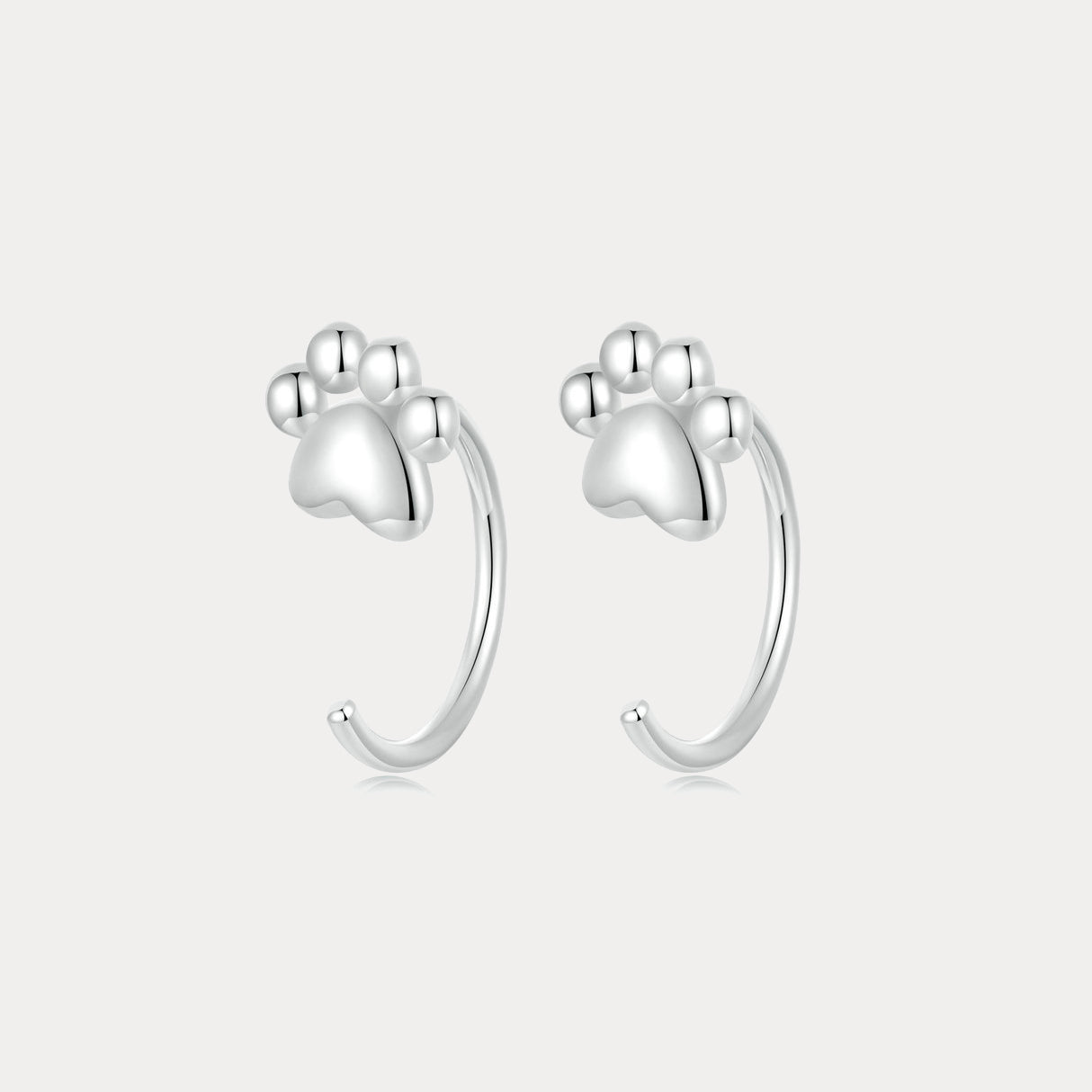 Silver Cat Paw Earrings