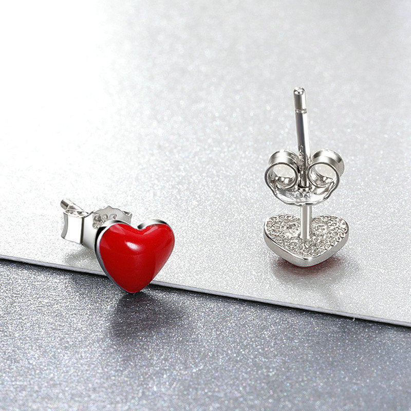 Red Heart Stud Earrings