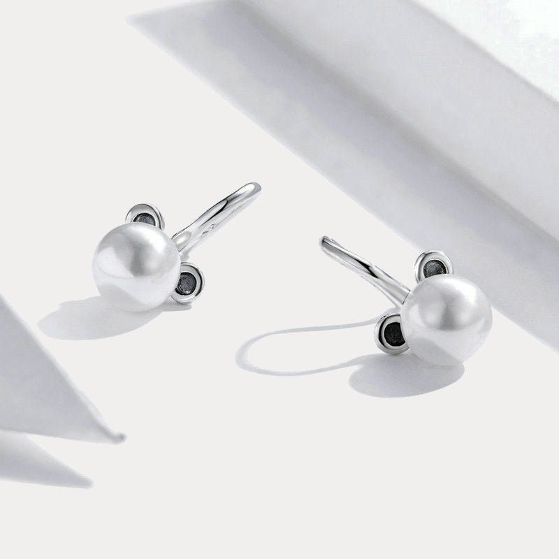 Silver Bear Hook Earrings