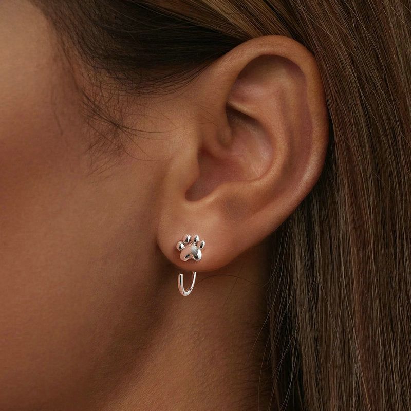 Silver Cat Paw Earrings