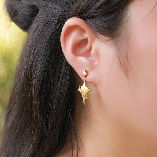 Silver Four-Point Star Earrings