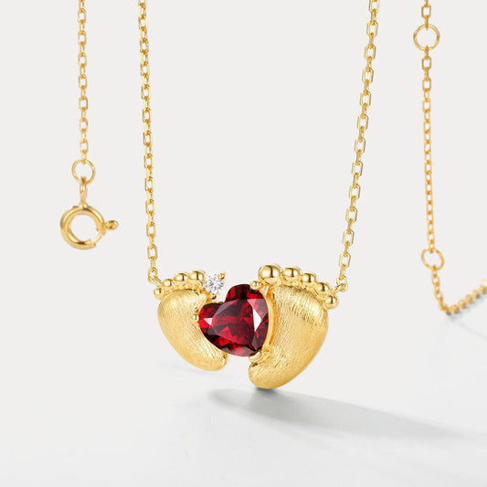 Ruby Baby Footprint Necklace