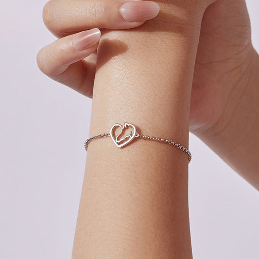 Silver Horse Heart Bracelet