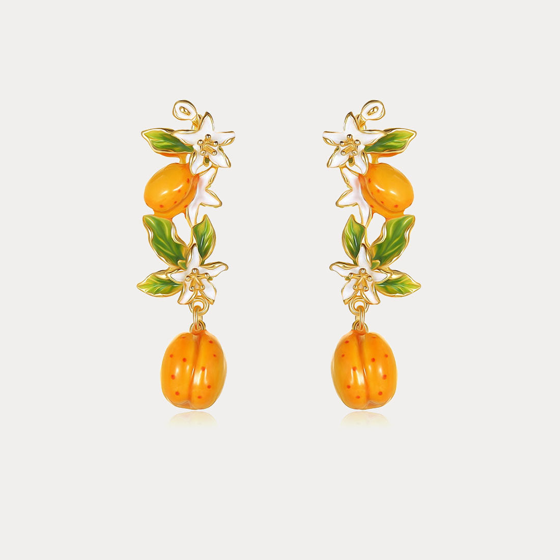 Golden Plum Blossom Dangling Earrings