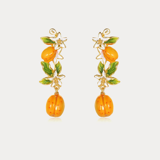 Golden Plum Blossom Dangling Earrings