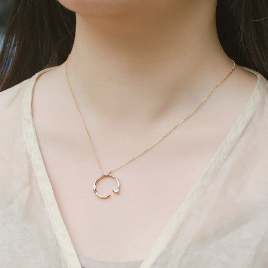 Moonstone Circle Pendant Necklace