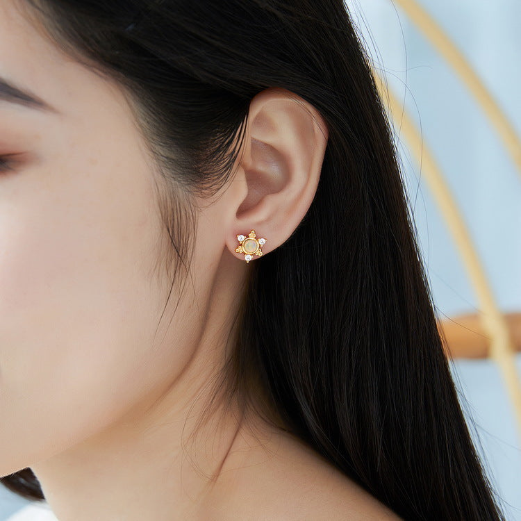 Opal Star Stud Earrings