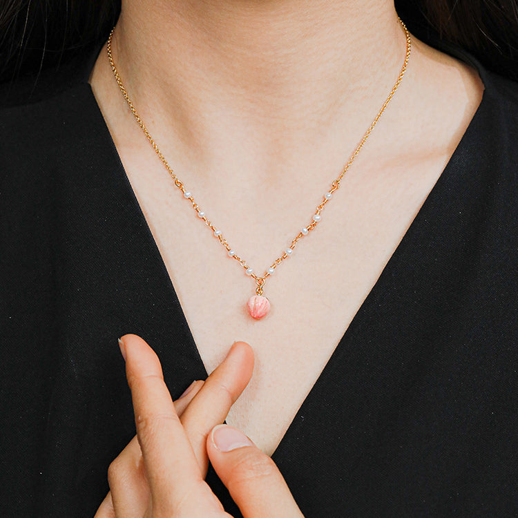 Peach Pearl Necklace