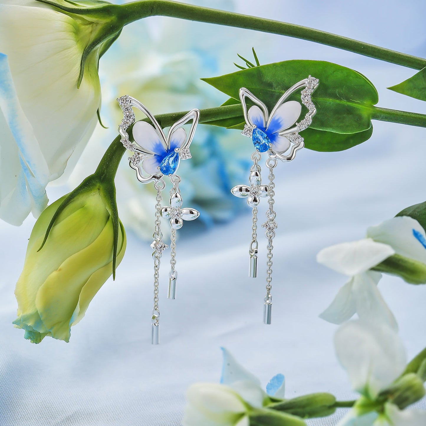 Butterfly Pearl Drop Earrings