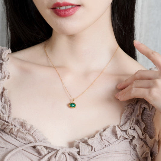 Oval Malachite Pendant Necklace