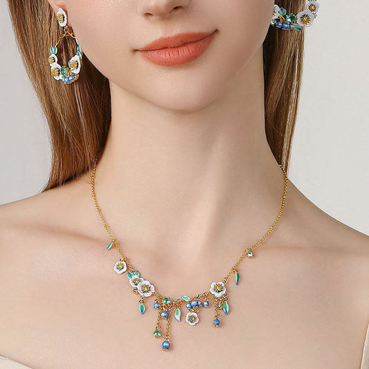 Blueberry Flower Charm Necklace