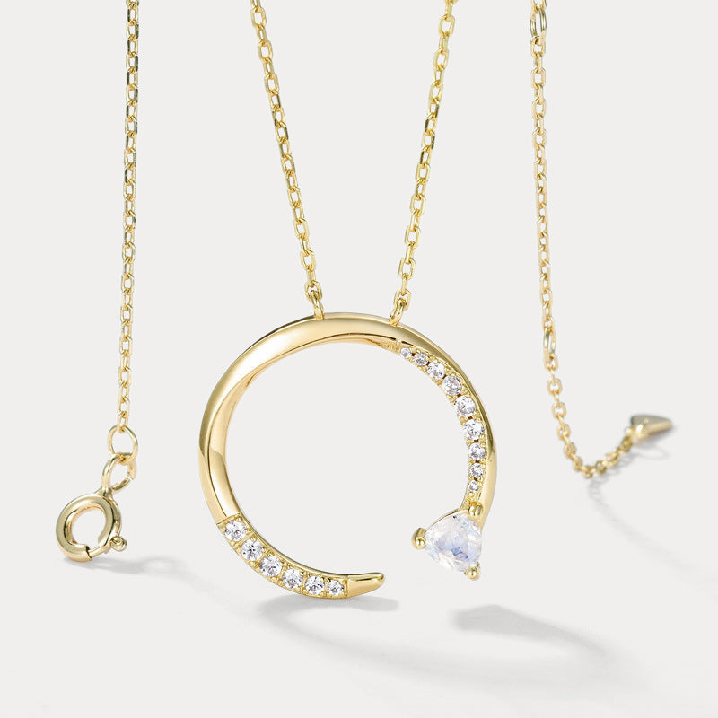 Moonstone Circle Pendant Necklace
