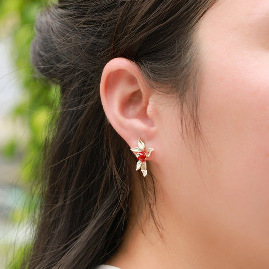 Golden Flower Agate Earrings