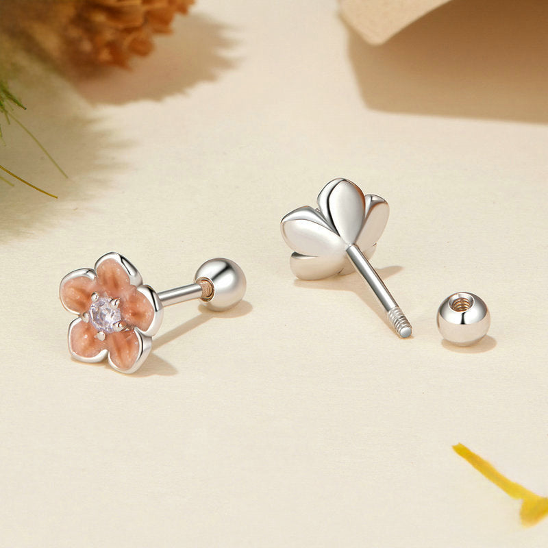 Silver Sakura Stud Earrings