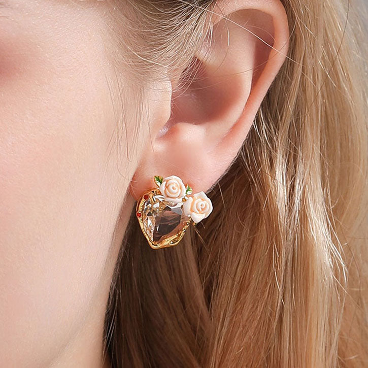 Champagne Rose Heart Earrings