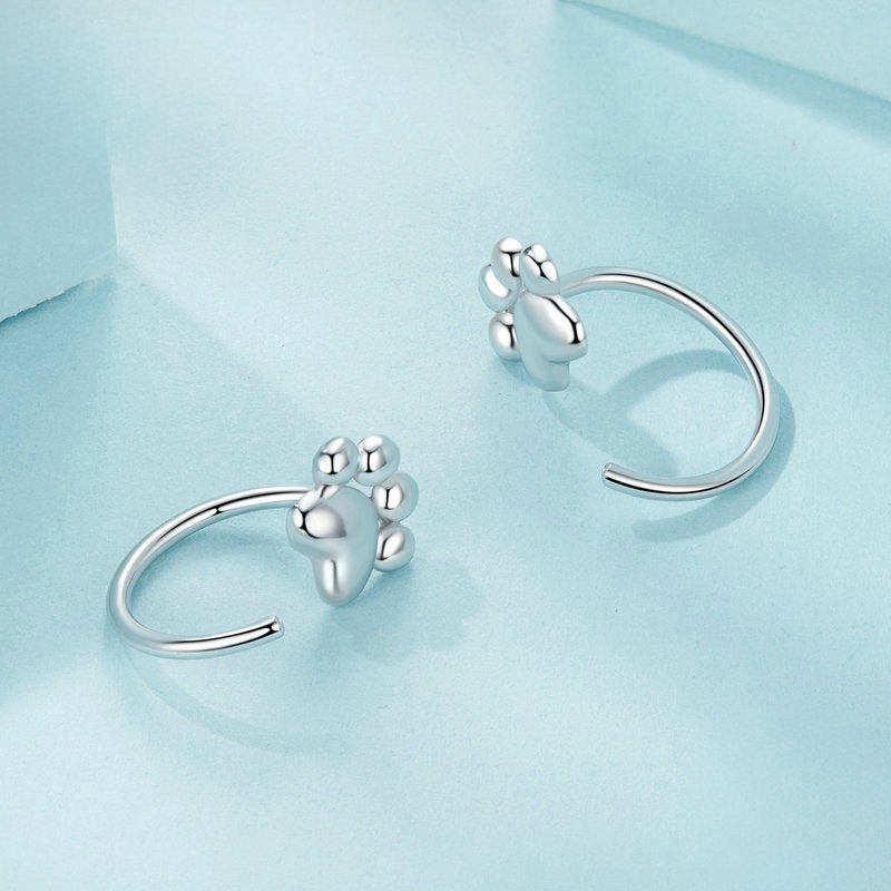 Silver Cat Paw Earrings