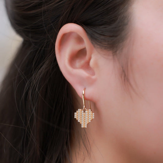 Gold Heart Hook Earrings