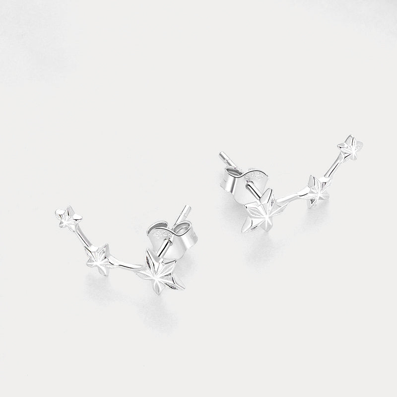 Silver Three Stars Stud Earrings