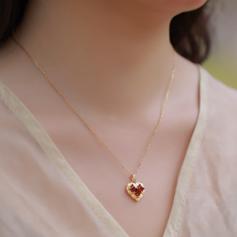 Heart Garnet Necklace
