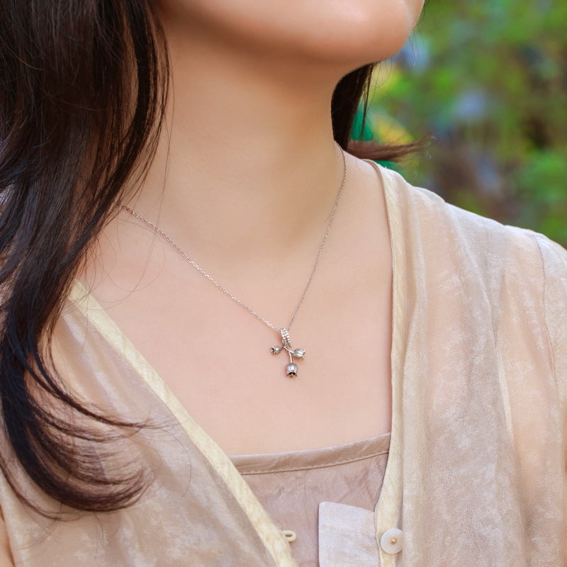 Silver Lily of the Valley Pendant Necklace