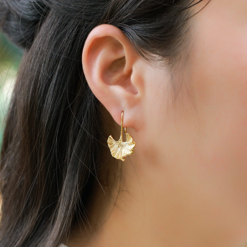 Gold Ginkgo Leaf Earrings