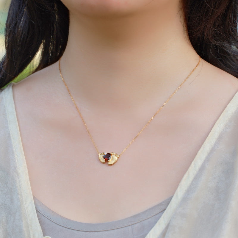 Ruby Baby Footprint Necklace