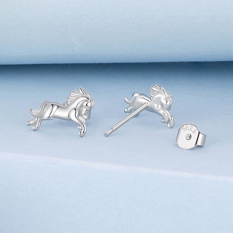 Silver Horse Stud Earrings