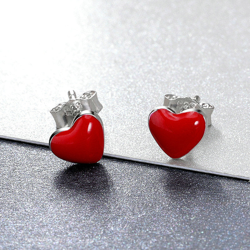 Red Heart Stud Earrings