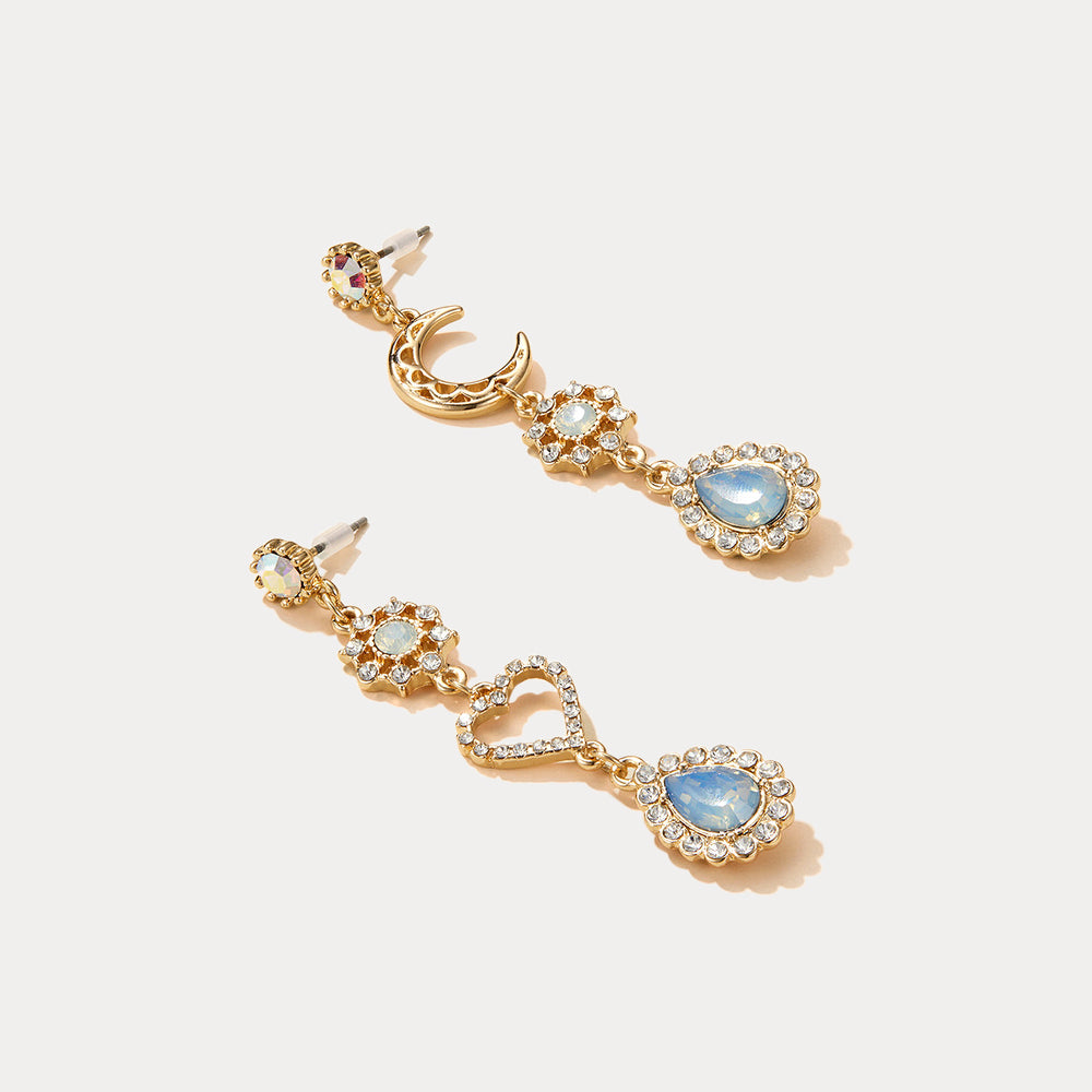 Heart and Moon Teardrop Earrings